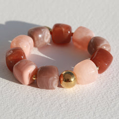 Bracelet cube boule dorée rose