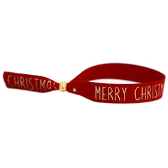 Suède armbandje Merry Christmas rood