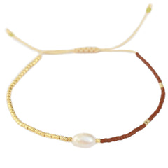 Armband miyuki parel cognac