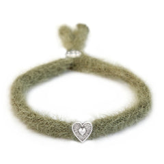 Armband fluffy olijfgroen zilver