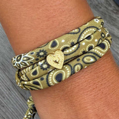 Armband bandana olijf hart goud