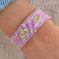 Pulsera tejida mal de ojo morado