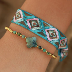 Bracelet facette trèfle vert d'eau