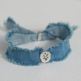 Armband denim wrap zilver