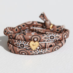 Armband bandana bruin hart goud