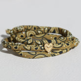 Olive bandana bracelet with gold heart