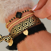 Armband-Set Kleeblatt fluffy black