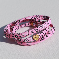 Bandana pink armband gouden hart