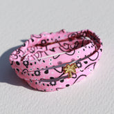 Armband - enkelbandje bandana pink palm goud