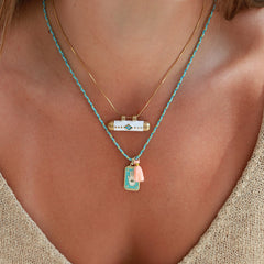 Ketting evil eye white bar