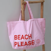 Canvas strandtas beach please pink