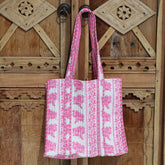 Blockprint shoulder bag pink/white