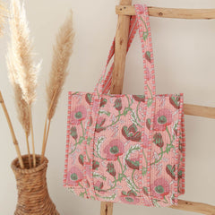 Block print shoulder bag peach