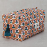 Blockprint toiletry bag Indian brown