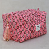 Blockprint toiletry bag Indian coral