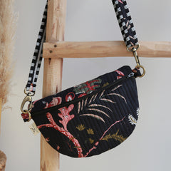 Bolso bandolera flor negro