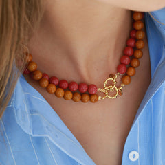 Necklace bubble stone light burgundy