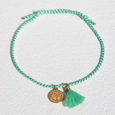 Enkelband Solea turquoise met muntje