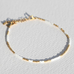 Pulsera de tobillo Miyuki oro blanco