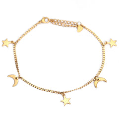Gold anklet with moons and stars