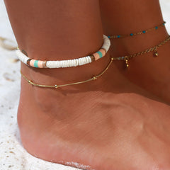 Pulsera de tobillo con bolas doradas