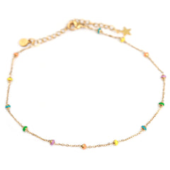 Bracelet de cheville en or Rainbow Fiesta
