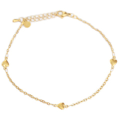 Golden anklet with small hearts