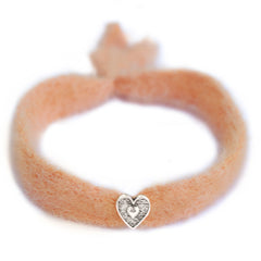 Armband fluffy zalm zilver