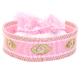 Pulsera tejida mal de ojo rosa