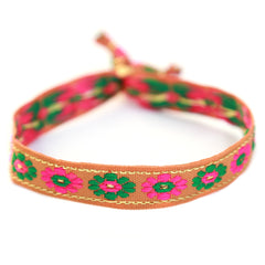 Pulsera tejida flor otoño