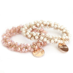 Juego de 2 gomas elásticas para el pelo Glamour color crema y rosa