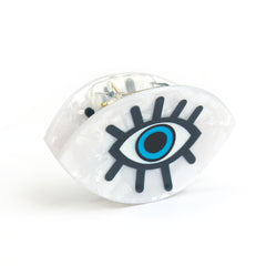 Haarklem evil eye parelmoer zwart