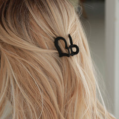 Hair clip set heart black caramel
