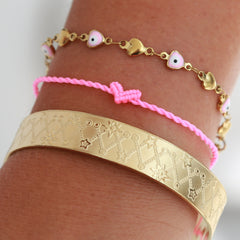 Gold bracelet evil eye pink heart