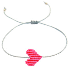 Pulsera corazón rosa plata