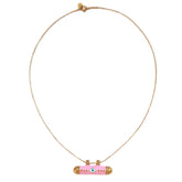 Necklace evil eye pink bar