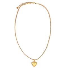 Metallic rainbow heart necklace