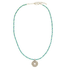 Necklace tibetan amulet blue/silver