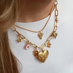 Ketting metallic roze hart