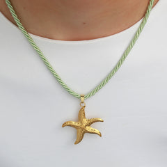 Statement necklace with starfish green