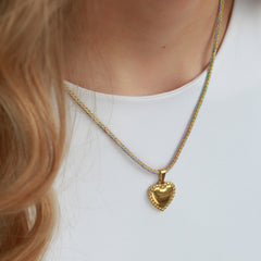 Metallic rainbow heart necklace