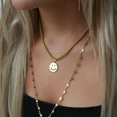 Collier smiley en cordon doré