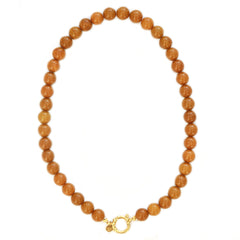 Collier pierre bulle caramel