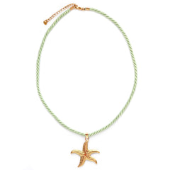 Statement necklace with starfish green