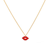 Golden necklace red lips