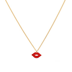 Golden necklace red lips