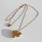 Gold long necklace bold heart