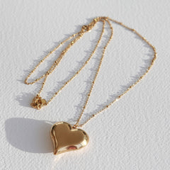 Gold long necklace bold heart