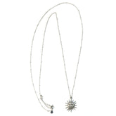 Long silver necklace sun