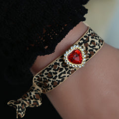 Armband Leopard Strass rot